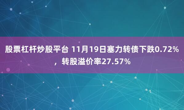 股票杠杆炒股平台 11月19日塞力转债下跌0.72%，转股溢价率27.57%