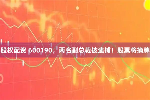 股权配资 600190，两名副总裁被逮捕！股票将摘牌